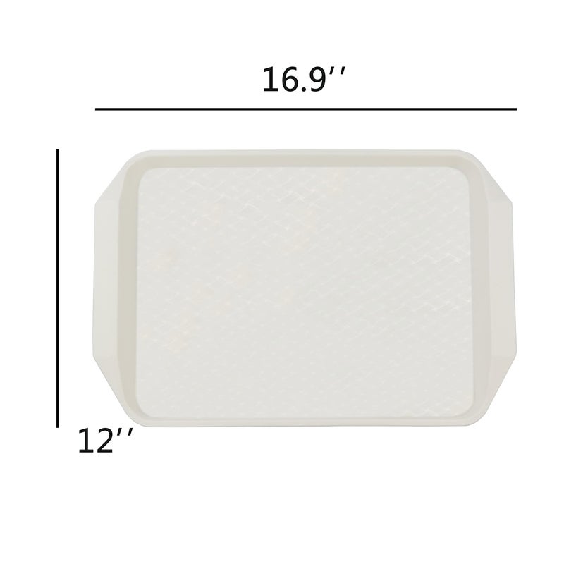 Eagrye 6-Pack Fast Food Serving Trays, Rectangle Plastic Cafeteria Trays 16.9" x 12", White - Image 2